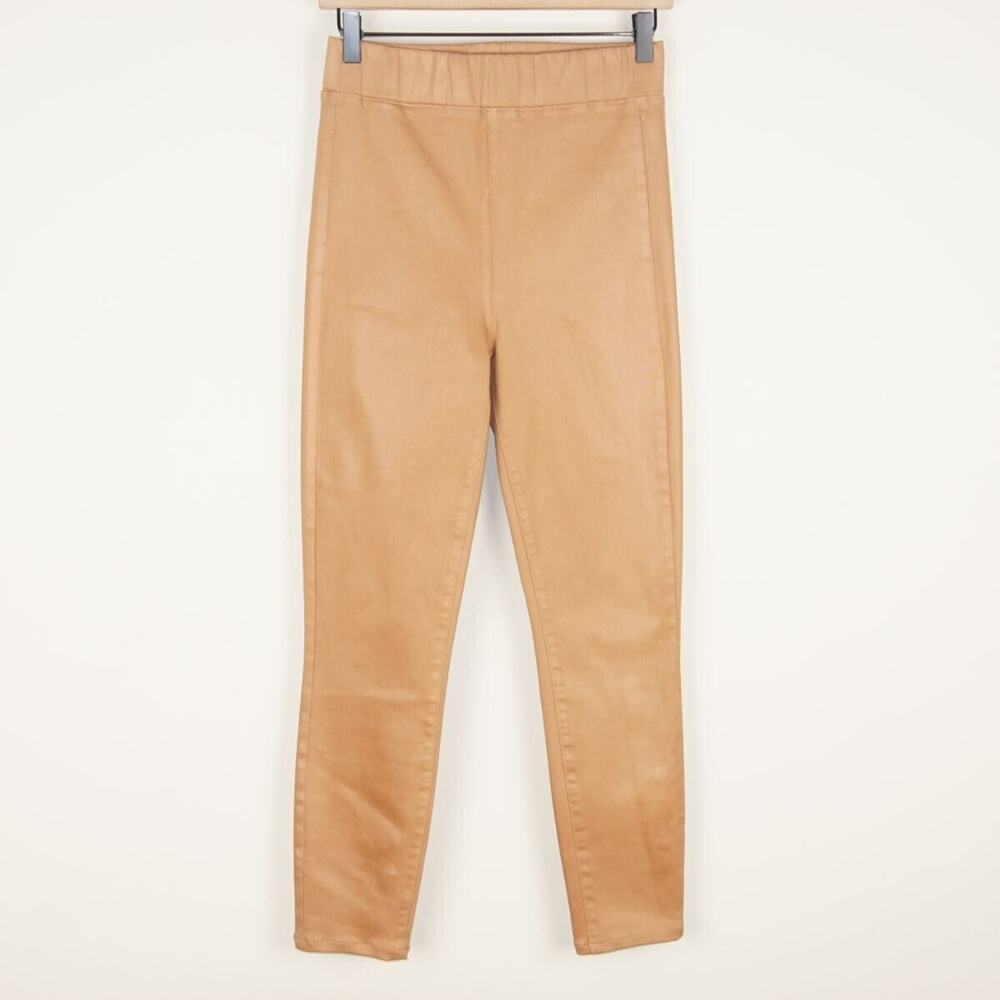 L'Agence Rochelle Coated Hazelnut Brown Pull On Jeans Womens Sz L / G